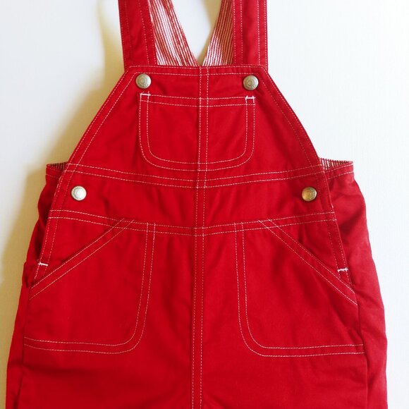 Vintage Gap Red Striped Lined Overalls size 3-6 Months - Picture 5 of 13
